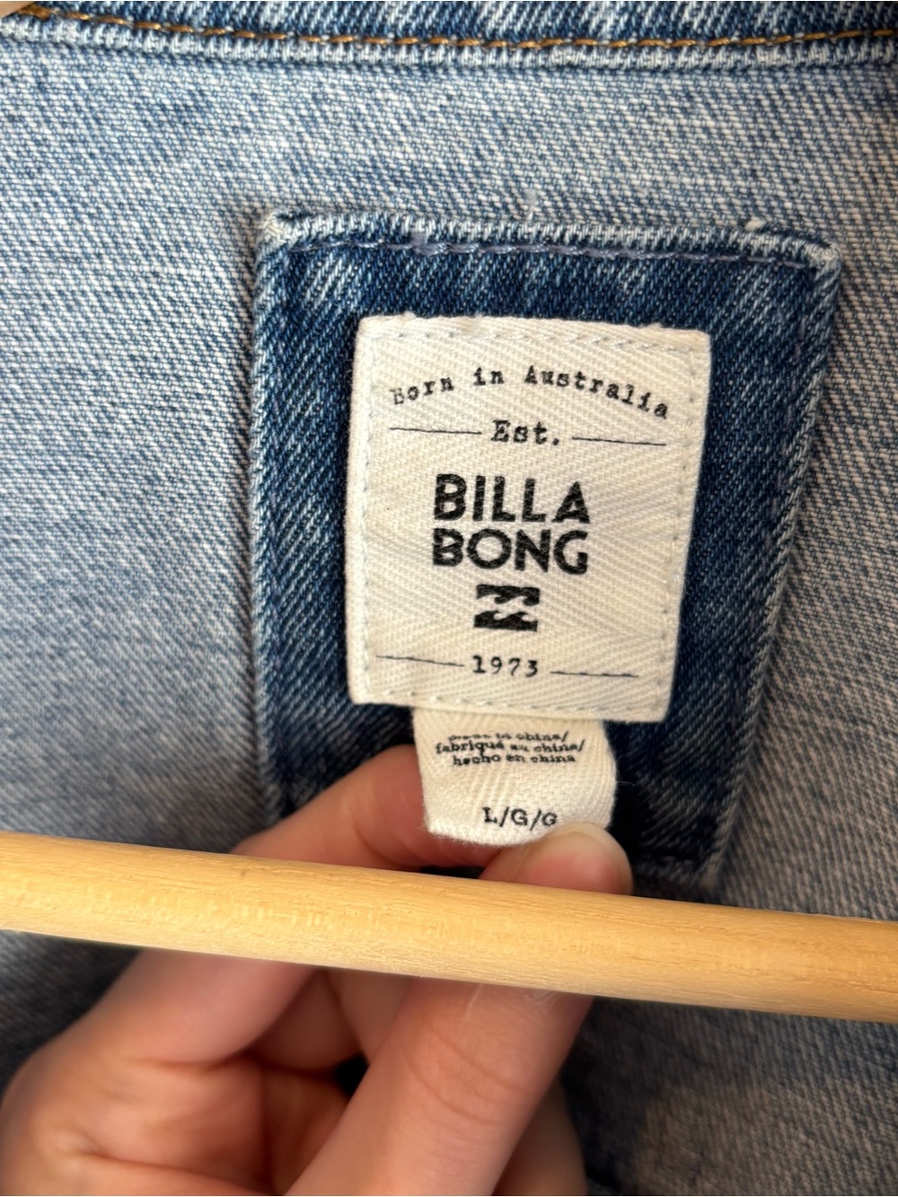 Billabong Light Blue Denim Jacket with Label Detail - Picture 3 of 4